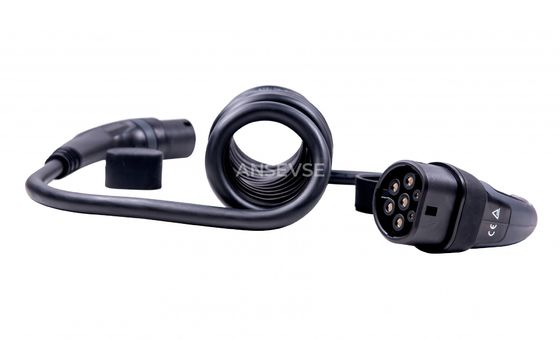 شواحن السيارة الكهربائية 16A 480V 3 phase 11kW spiral cables IEC 62196 type 2 to type 2 ev coiled cables