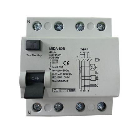 سعر جيد قاطع دائرة RCD ذو 4 أقطاب 415 فولت 63 أمبير 3 مراحل قواطع دوائر الانترنت