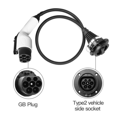 سعر جيد 32A أحادي الطور GB / T إلى النوع 2 EV محول كابل الشحن 0.5m 250V الانترنت